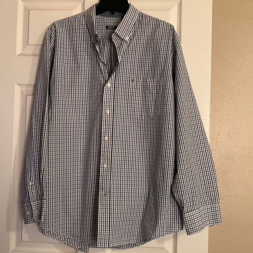 Izod purple and blue plaid shirt